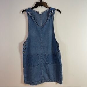 Americana Pinafore VTG Fads Denim Overall Dress Small Blue 90s Y2K Jean Normcore
